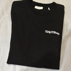 Sandro Black Tee with White Graphic